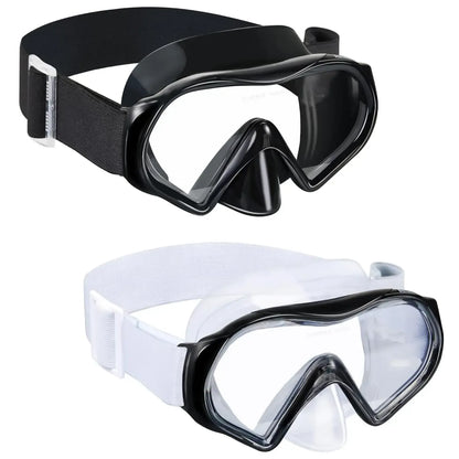 Adult Anti-Fog Diving Masks with Nose Cover - Tempered Glass Lenses, Panoramic View, No Leak, Knitted Adjustable Strap, Underwater Diving Gear for Swimming, Snorkeling, Water Sports