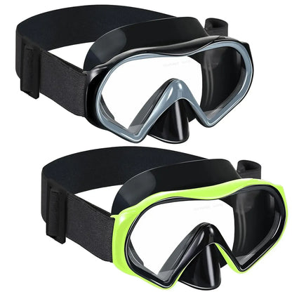 Adult Anti-Fog Diving Masks with Nose Cover - Tempered Glass Lenses, Panoramic View, No Leak, Knitted Adjustable Strap, Underwater Diving Gear for Swimming, Snorkeling, Water Sports