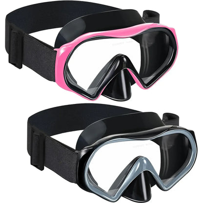 Adult Anti-Fog Diving Masks with Nose Cover - Tempered Glass Lenses, Panoramic View, No Leak, Knitted Adjustable Strap, Underwater Diving Gear for Swimming, Snorkeling, Water Sports