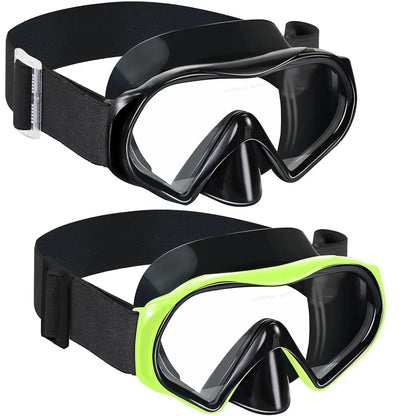 Adult Anti-Fog Diving Masks with Nose Cover - Tempered Glass Lenses, Panoramic View, No Leak, Knitted Adjustable Strap, Underwater Diving Gear for Swimming, Snorkeling, Water Sports