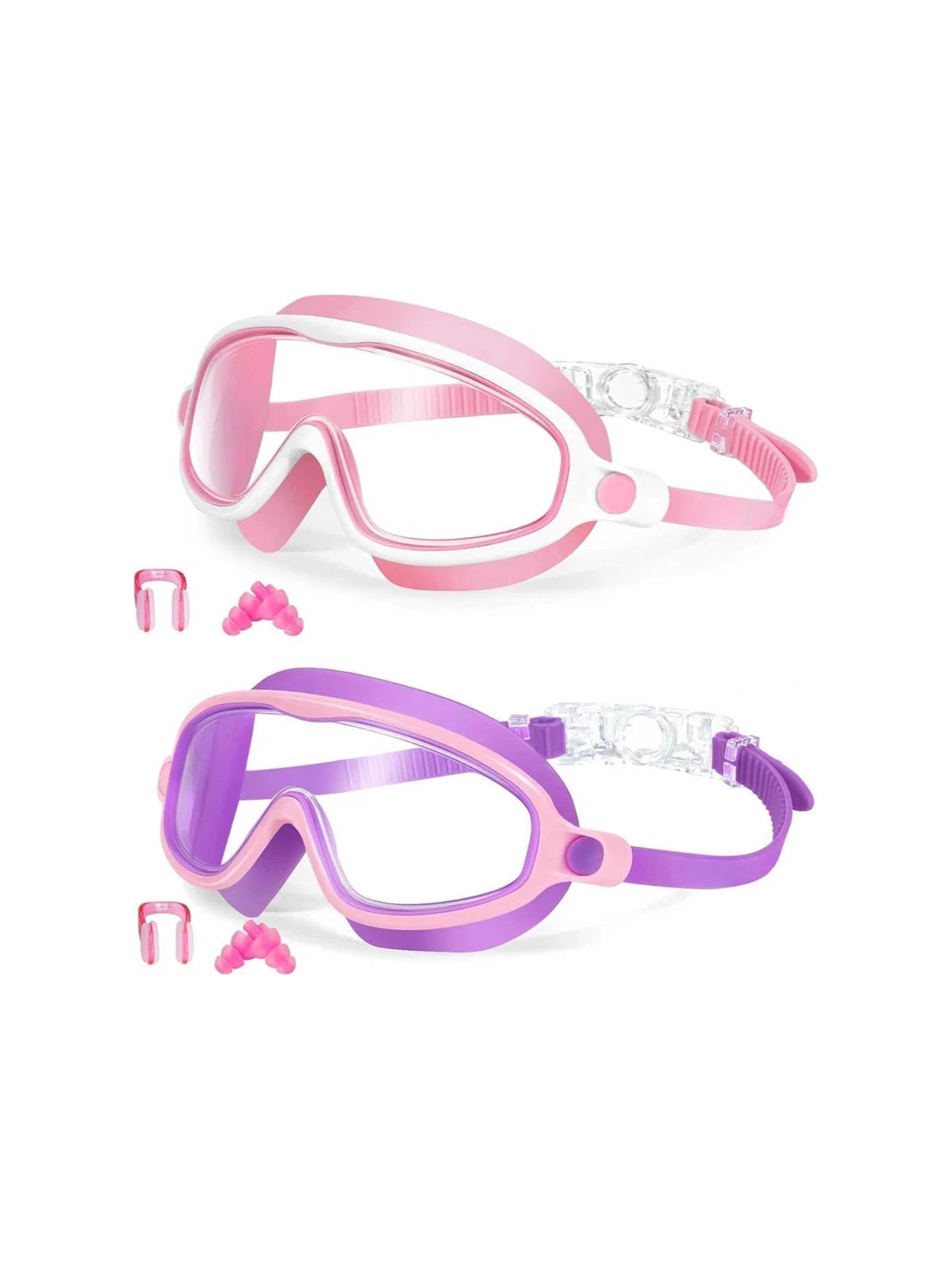 [Brandday][Memorialday]Kids Swim Goggles for Ages 3-12+ Kids,Youth,UV Protection Anti-Fog Wide View Waterproof Goggles for Boys and Girls - Safety anti-uv swimming goggles swim glass anti-fog  with Earplugs & Nose Clip,for Lake,Beach, Summer Party