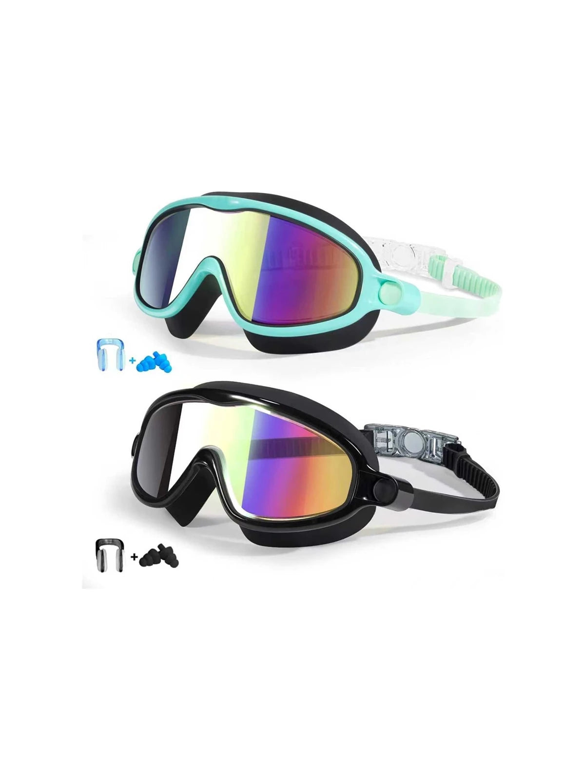 [Brandday][Memorialday]Kids Swim Goggles for Ages 3-12+ Kids,Youth,UV Protection Anti-Fog Wide View Waterproof Goggles for Boys and Girls - Safety anti-uv swimming goggles swim glass anti-fog  with Earplugs & Nose Clip,for Lake,Beach, Summer Party
