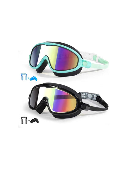 [Brandday][Memorialday]Kids Swim Goggles for Ages 3-12+ Kids,Youth,UV Protection Anti-Fog Wide View Waterproof Goggles for Boys and Girls - Safety anti-uv swimming goggles swim glass anti-fog  with Earplugs & Nose Clip,for Lake,Beach, Summer Party