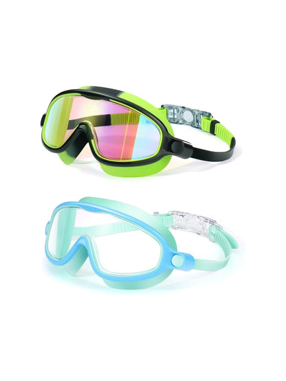 [Brandday][Memorialday]Kids Swim Goggles for Ages 3-12+ Kids,Youth,UV Protection Anti-Fog Wide View Waterproof Goggles for Boys and Girls - Safety anti-uv swimming goggles swim glass anti-fog  with Earplugs & Nose Clip,for Lake,Beach, Summer Party